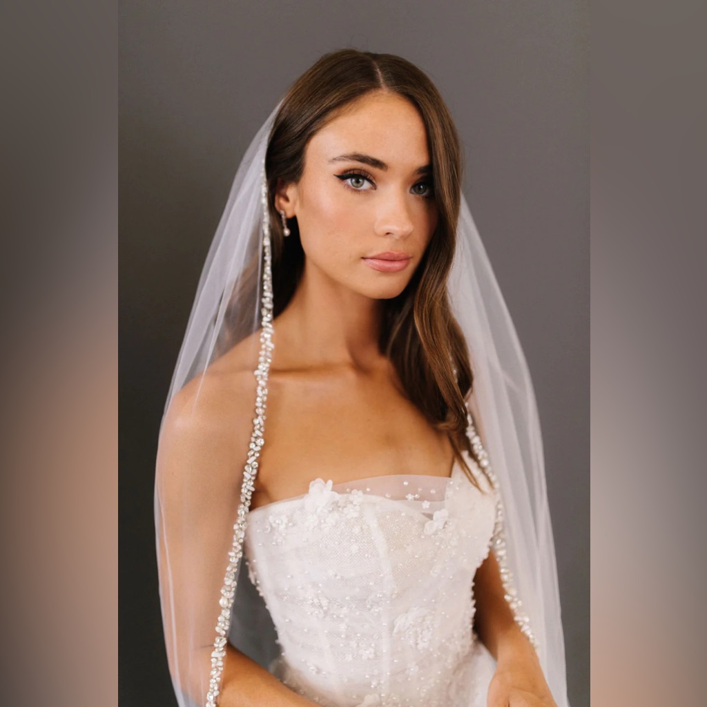 Untamed Petals Cassia Embellished Cathedral Bridal Veil In Blush